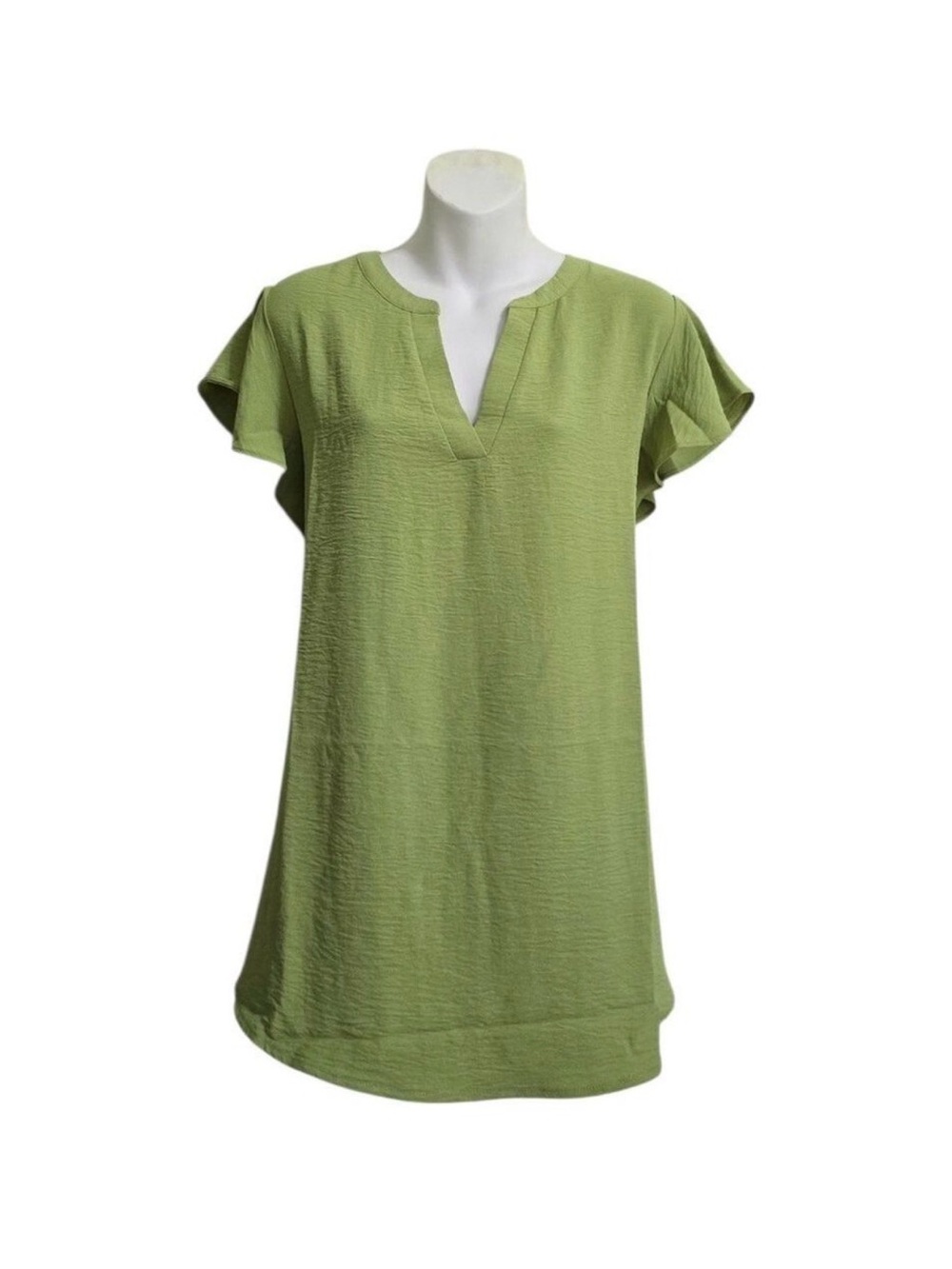 Women's Green Split-Neck Tunic Top